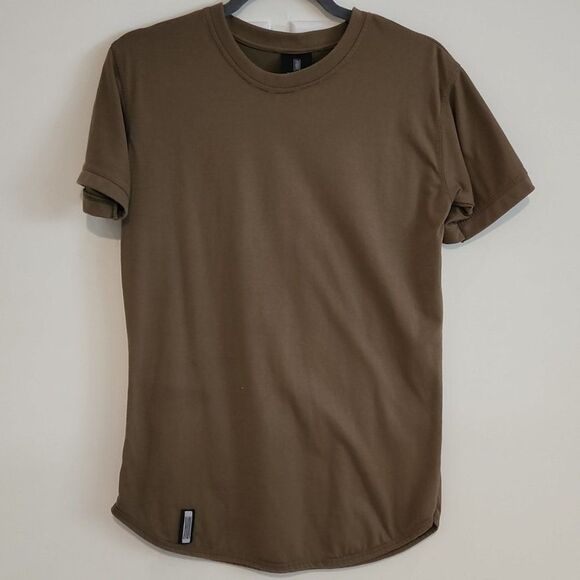 Zivi Apparel Khaki Green Curved Hem Tee Shirt S T20 - Picture 6 of 9